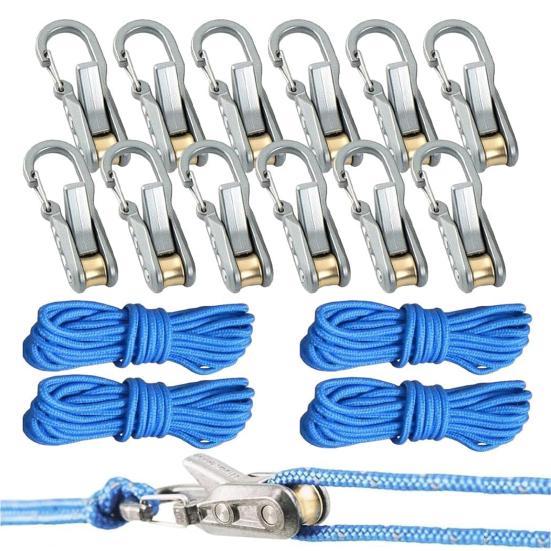 1 Juego Tensor de Cuerda con Rodillo para Cuerda Tensor Metálico de Alta Resistencia con Bloqueo de Leva para Mochilero al Aire Libre Senderismo Navegación Acampada Ajustador Tensor de Cuerda de Viento