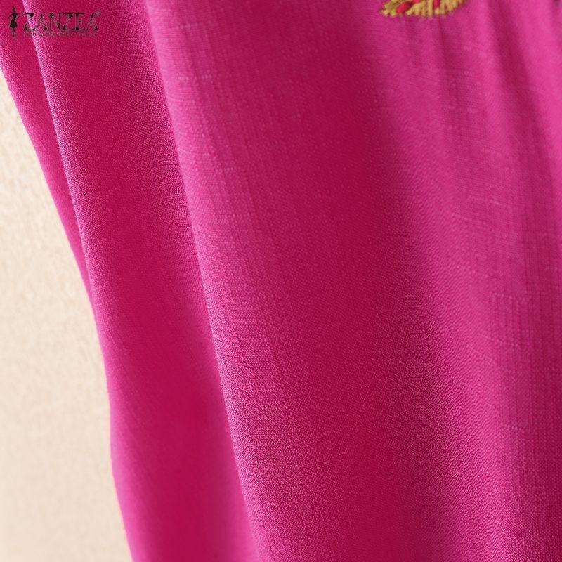 ZANZEA Women Casual Round Neck Sleeveless Embroidery Summer Tank Tops