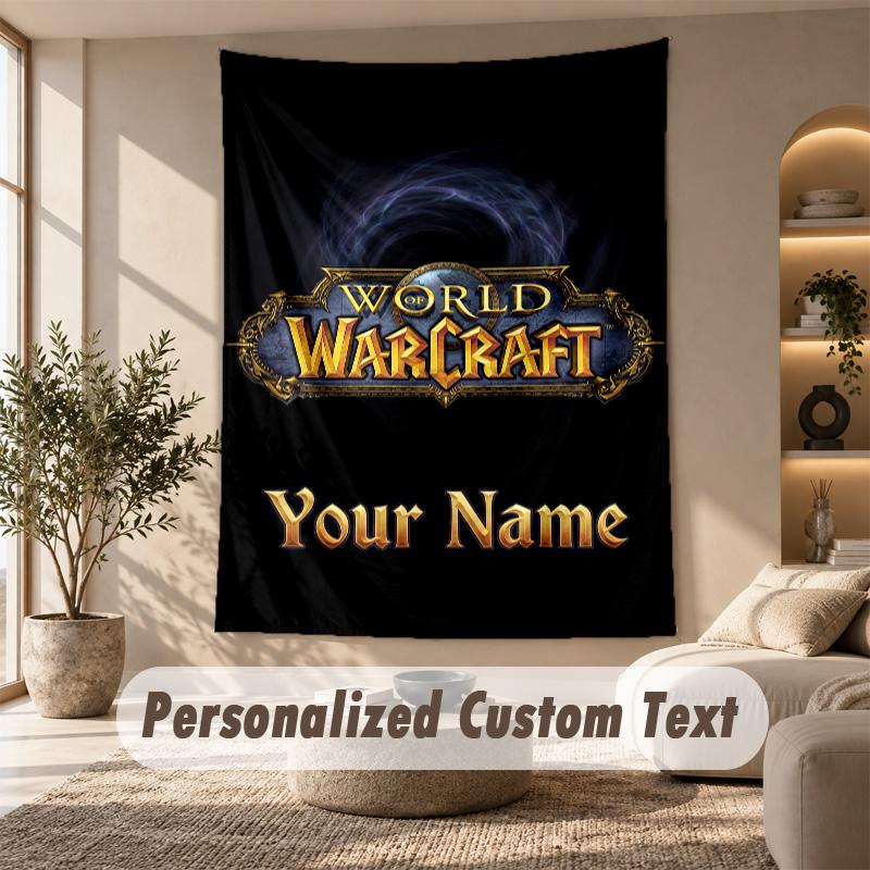 Tapestry Custom Name Text, Wall Hanging Tapestry Home Room DecorWorld of Warcraft