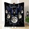 "Enchanted Raven Moon Phase Wall Art Print"Blanket Flannel Throw Blanket for Sofa, Bed, Travel, Camping, Office, Couch, Chair, And Bed Gift