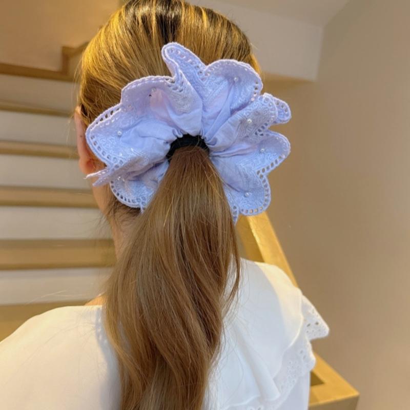 Elegant Lace Scrunchie Hair Tie Soft Fabric Hair Accessory For Women Girls Daily Party Wedding Casual Prom Occasion
