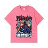 275 GSM Washed T-shirts 100% Cotton Jujutsu Kaisen V50 Yuji Print Unisex Heavy Cotton T Shirt