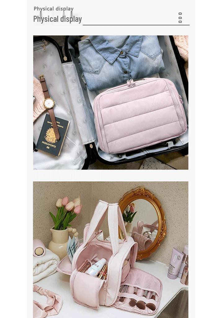Multi-functional Lightweight Travel Makeup Bag with Large Capacity and Multi-layer Compartments