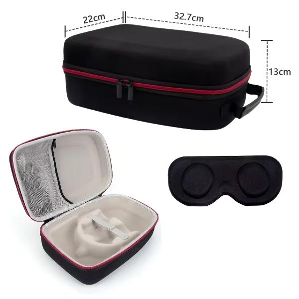 Carrying Case with Lens Cover Waterproof Hardshell Case Shockproof Mesh Pocket for Meta Quest 3 VR Headset Game Controller
