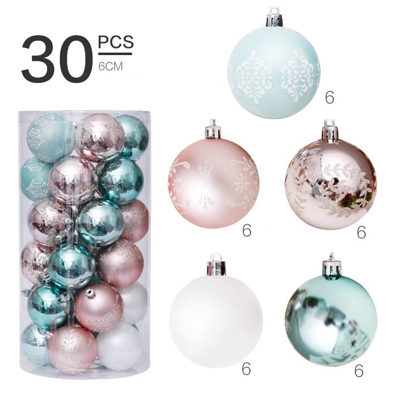 30PCS Christmas Decorations Painted Christmas Ball Set Christmas Tree Pendant Plastic Xmas Festival Home Decoration