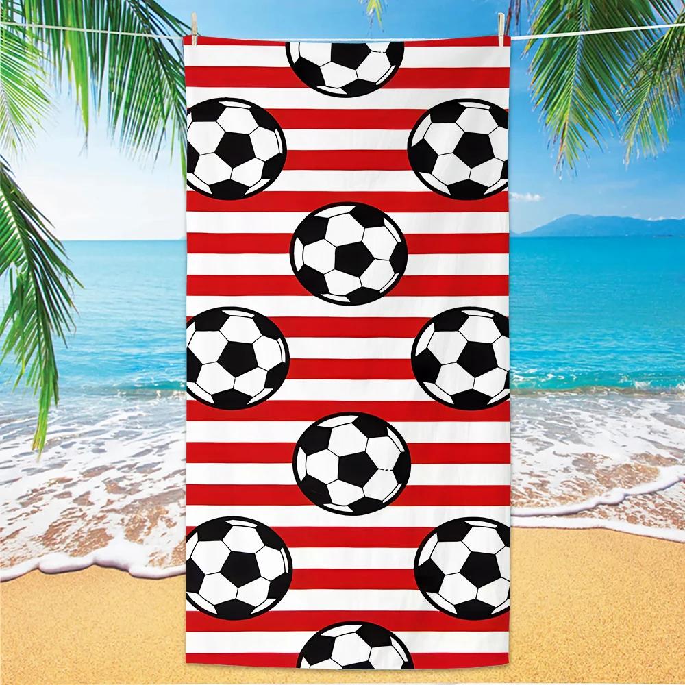 

New Football Beach Towel Soccer Themed Microfiber Bath Towel for Adults Seaside Quick Dry Towel W30*H60(CM)