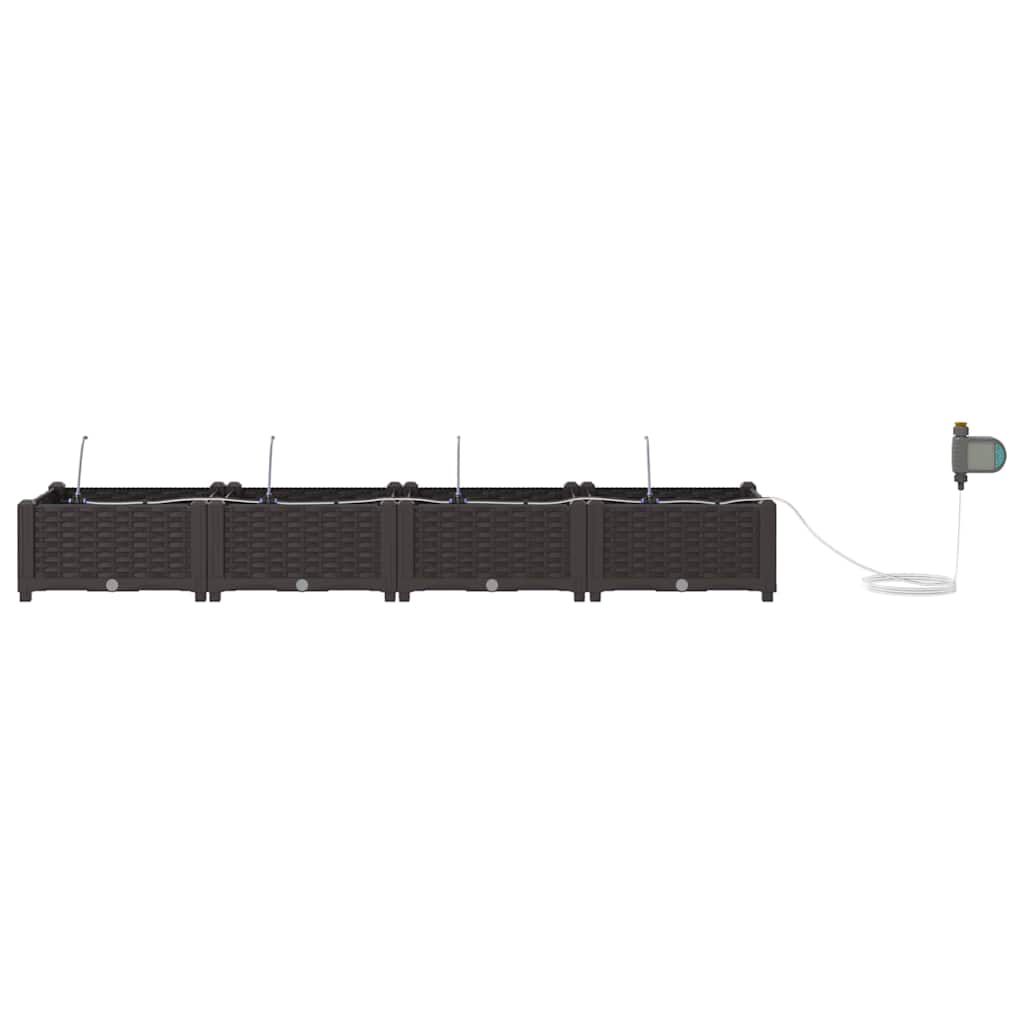 Garden Planter Set 4 pcs Brown 160 x 40 x 22 cm Plastic