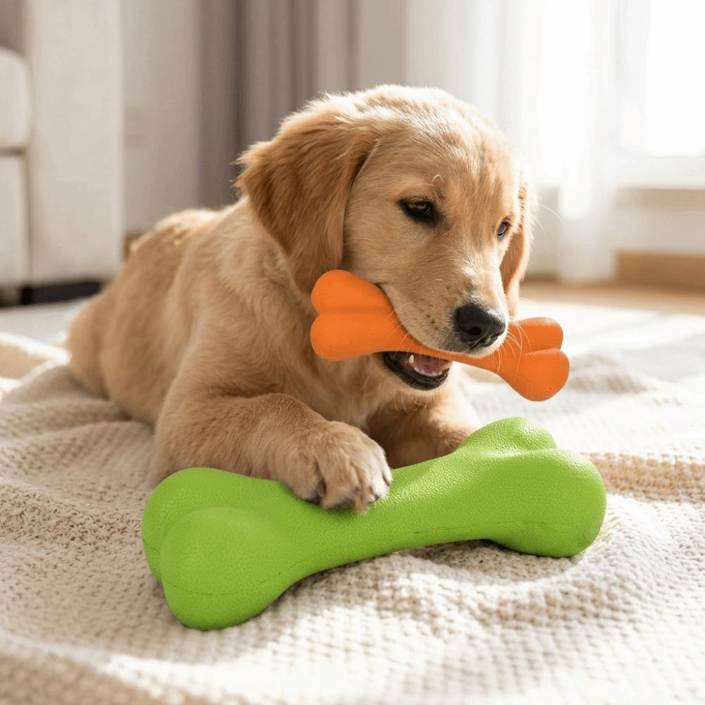 Bone Shaped Bone Dog Toy Solid Rubber Texture Puppy Molar Toy Rubber Chew Toy Puppy Teething Care