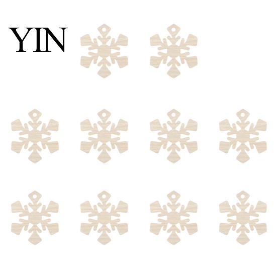 Unfinished Wood Blanks 10Pcs 2D Wooden Christmas Ornaments, Blank DIY Craft Hanging Tags, Indoor Festive Decor Tree Decorations, Slices for