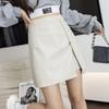 High Waist Slimming Korean Style PU Leather A-line Skirt - Autumn/Winter Short Irregular Hip Wrap