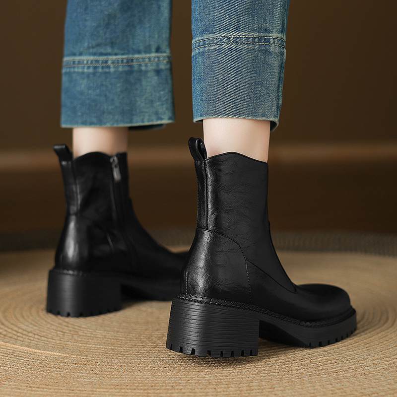 Krazing Pot Microfiber Winter Round Toe Modern Platform Size 33 Boots Size 43 Thick Bottom Women Ankle Boots