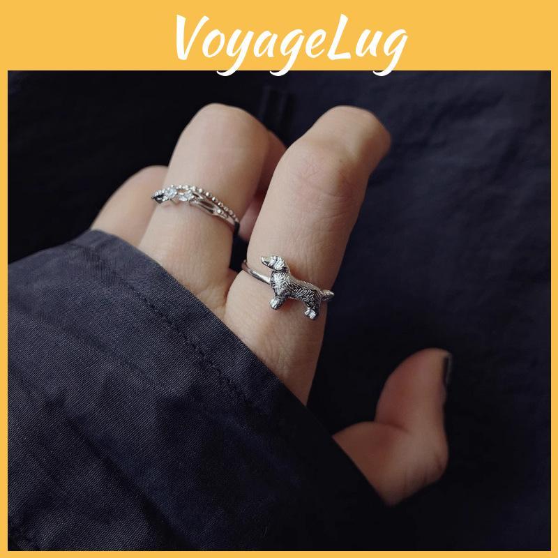 Fashionable Adjustable Copper Lucky Dog Ring For Women With Unique Geometric Design