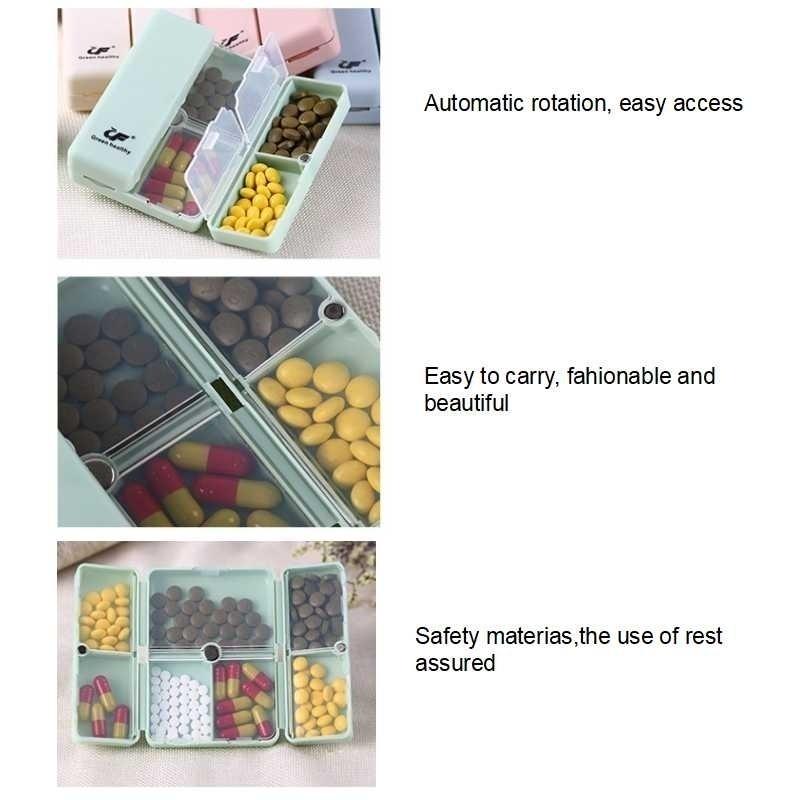 7 Days Weekly Folding Pill Box Plastic Organizer Vitamin Pill Dispensing Medicine Box