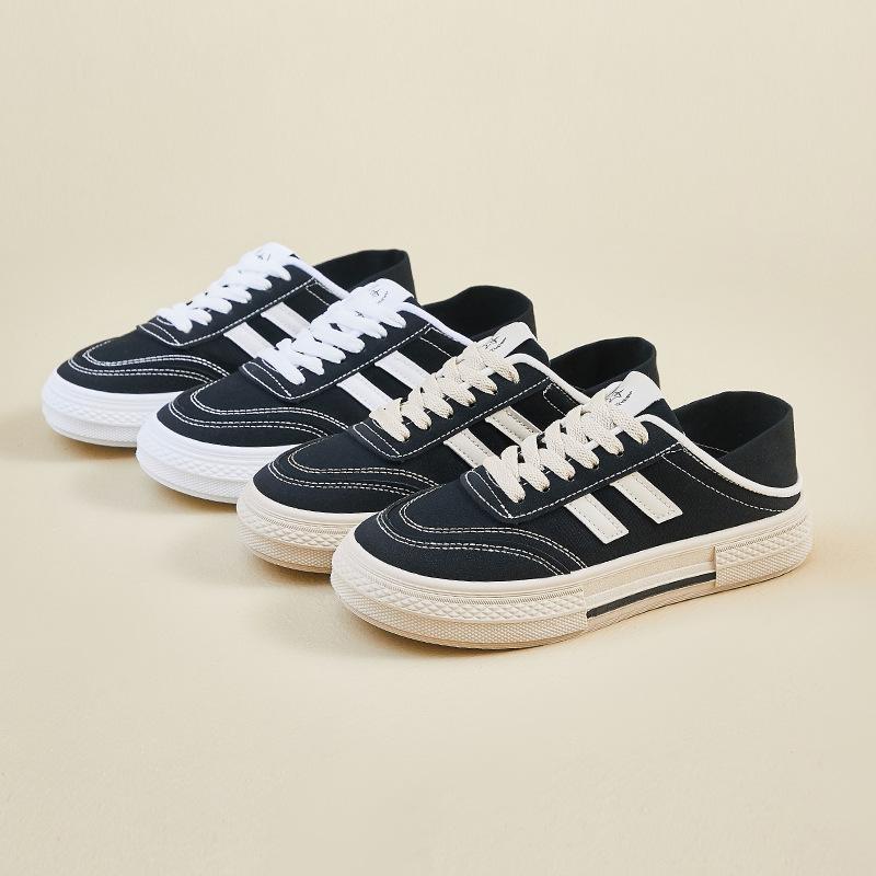 Summer Canvas Shoes New Style Female Students' Thick Sole Height-enhancing Breathable Casual Shoes Street Photography