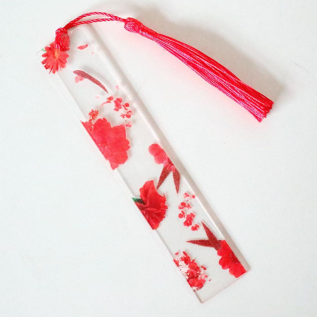 Resin Bookmarks Handmade Transparent Dried Flower Student Stationery School Supplies Ruler Bookmark for Women Adults Kids
