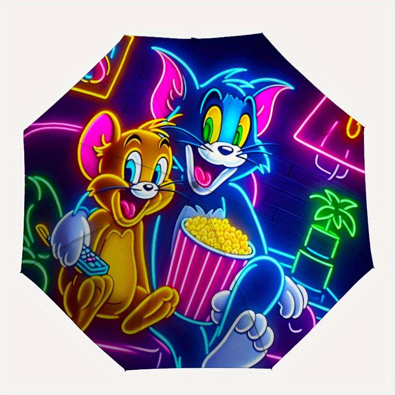

Tom Jerry Neon Automatic Open/Close Umbrella Compact Travel Umbrella, 8 Rib Heavy Duty Construction, Ideal Gift, 186