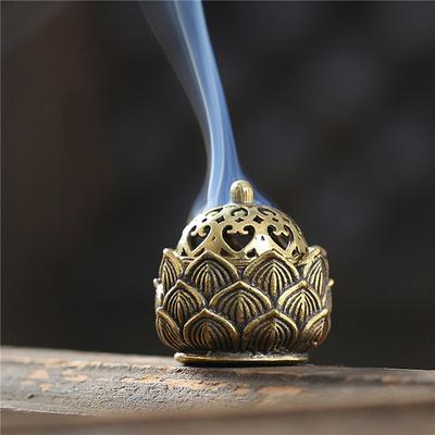1Pc Dekorative Weihrauch Brenner Retro Kupfer Kleine Lotus Weihrauch Halter Räuchergefäß Desktop Ornament Für Shop Büro Hause