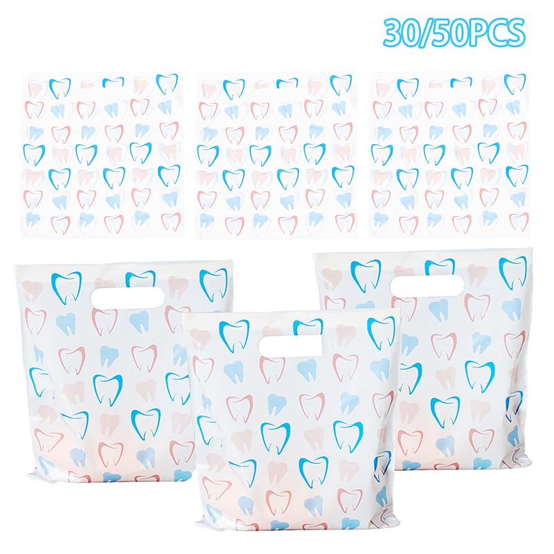 30/50Pcs Dental Bags For Dental Patients, Bulk Plastic Dental Goods Gift Bags For Hygienists, Dentists, Patient Care Clinics,