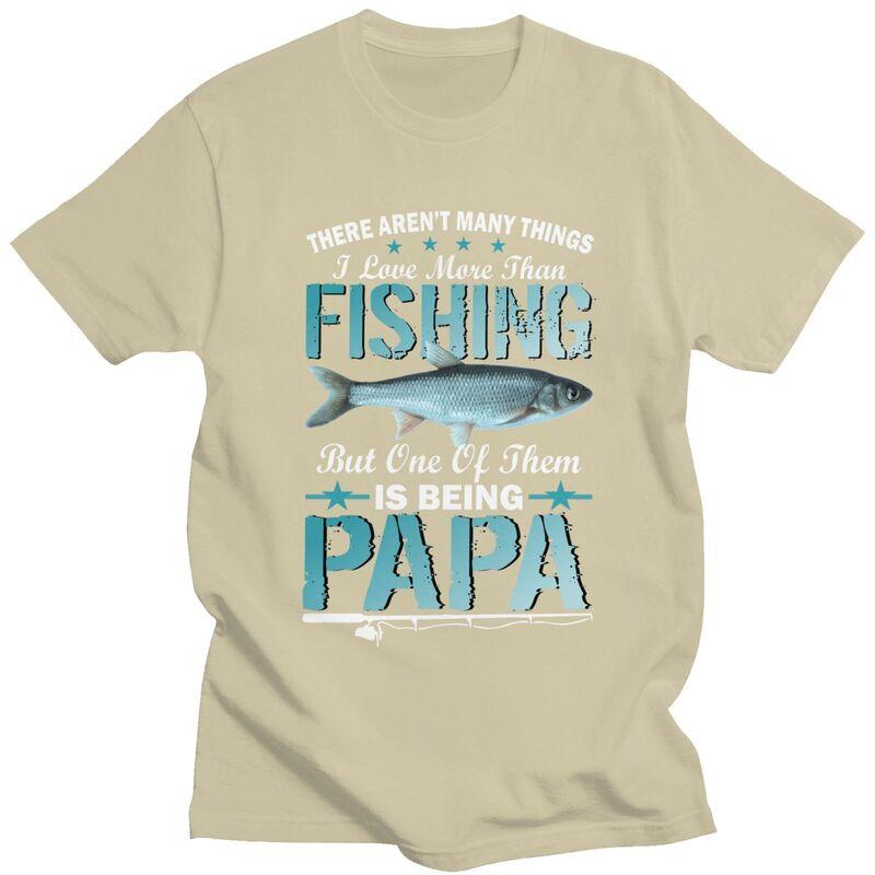 Custom Male Fishing Papa T Shirt Short Sleeves Cotton Tshirt Tshirt Casual Dad Fathers Gift Tees Slim Fit Clothing