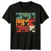 Funny Peeking Cat Grid TShirt Kitten Retro Cat Gift For Him And Her