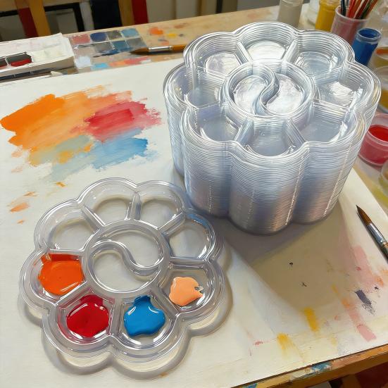 20Pcs Disposable Paint Tray Transparent Color Mixing Palette One-Time Use Painting Supplies for Artists Art Studios Schools