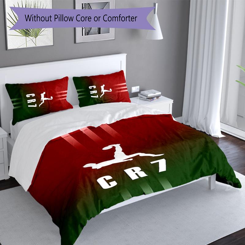 Set di biancheria da letto con motivo Cristiano Ronaldo da 3 pezzi, set copripiumino include copripiumino e federe, decorazione perfetta per la camera da letto in ogni stagione e regalo