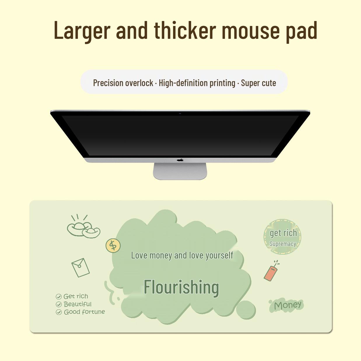 

Очень большой коврик для мыши с текстом-дудлом и обработанным краем - Толстый, прочный коврик для клавиатуры и стола 800*300*2mm