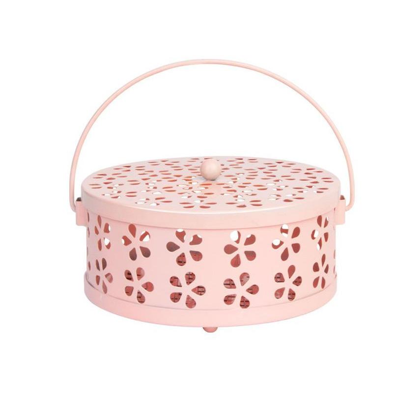 Insect Repellent Incense Burner Box Holder Mosquito Coil Tray Iron Portable