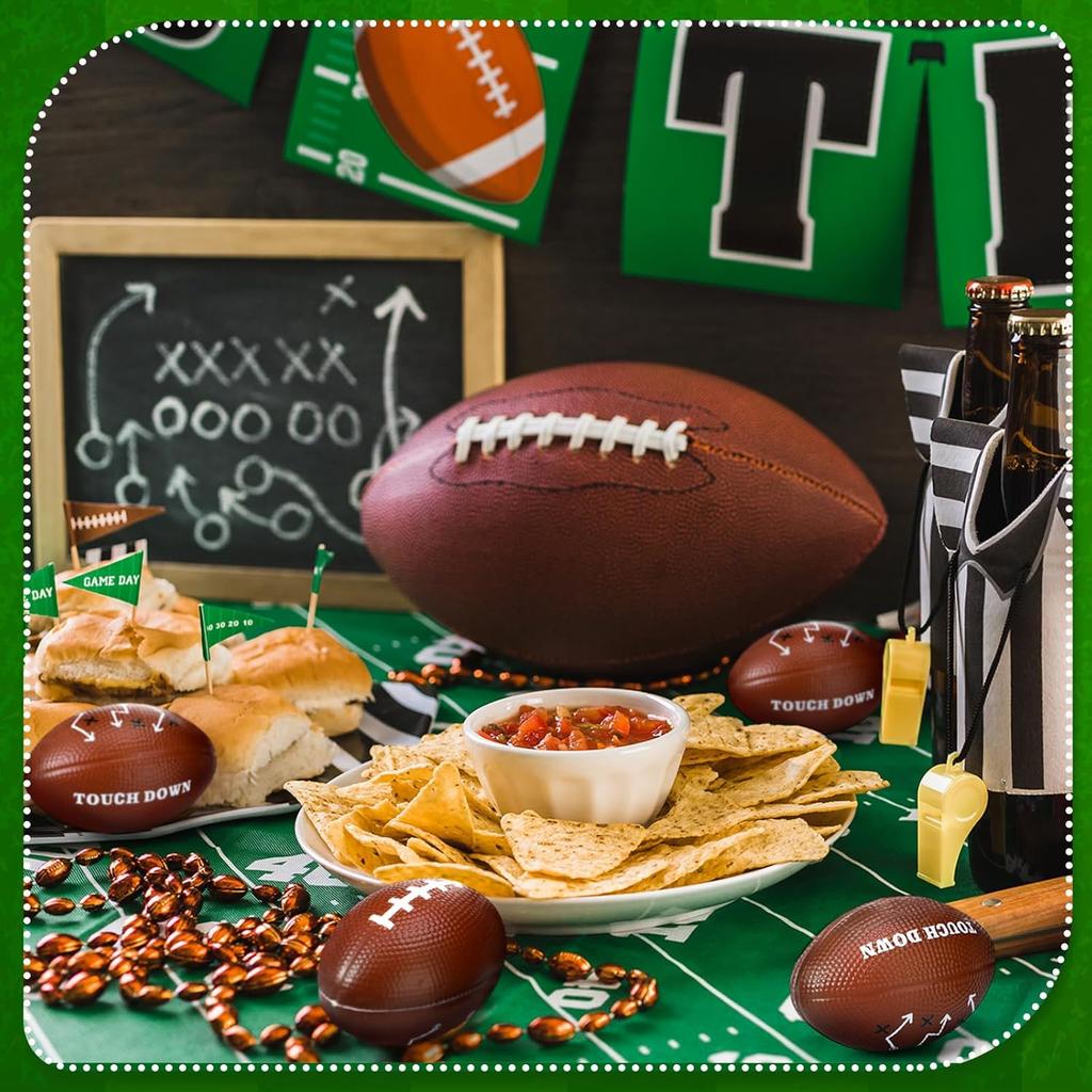 Meooeck 24 Pcs 4" Touchdown Printed Foam Mini Football Stress Balls Sport Balls Footballs Party Favors Foam Sports Balls for Football Party Supplies
