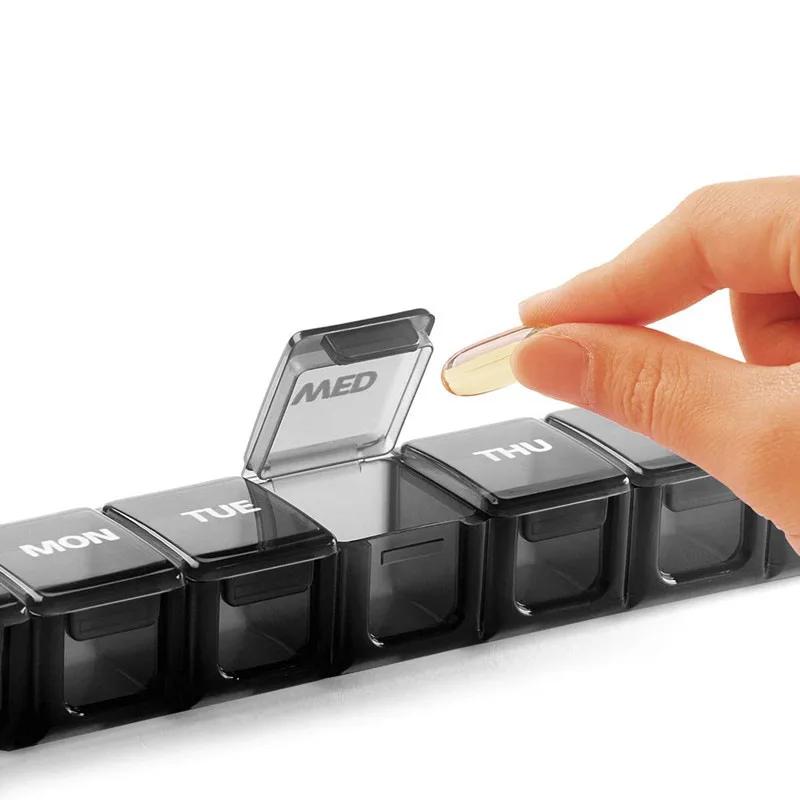 1/2/3PCS 7 Grids Portable Pill and Vitamin Tablet Packaging Boxs Travel and Business Medicine Storage Box One Week Medication Box
