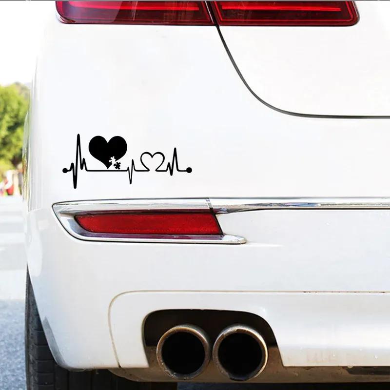 16x7cm Heartbeat Love EKG Car Sticker Auto Body Bumper Windows Motorcycle Laptop Walls Vinyl Film Decal Car Tuning Accessories