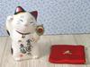 Yakushi Kiln Maneki-neko (Large) 11.5cm Long, Colorful Design, Good Fortune and Wealth (Includes Good Luck Sticker)