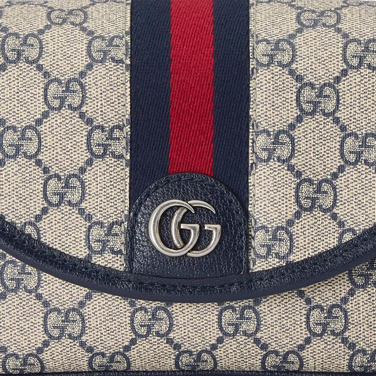 Gucci Ophidia Double G Logo Adjustable Shoulder Strap Magnetic Flap Zipper Closure Canvas And Leather Trim Messenger Bag Mini 772239-FACUK-4047