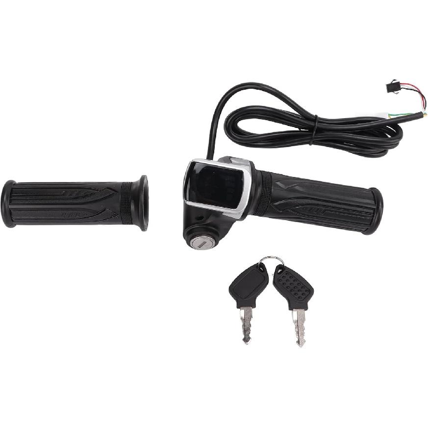 

LED Display Electric Bike Throttle Grip Handlebar with Battery Indicator Power Switch Key 48V