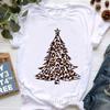 Leopard Merry Christmas Tree Graphic Print Tshirt Unisex Clothing Harajuku Shirt Peace Love Beersanta Claus T Shirt Femme