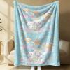 Pastel Blue Sanrio Cute Flannel Blanket Soft Warm Fluffy Throw Sofa Bed Cover Office Nap Shawl Lightweight Summer Blanket Gift