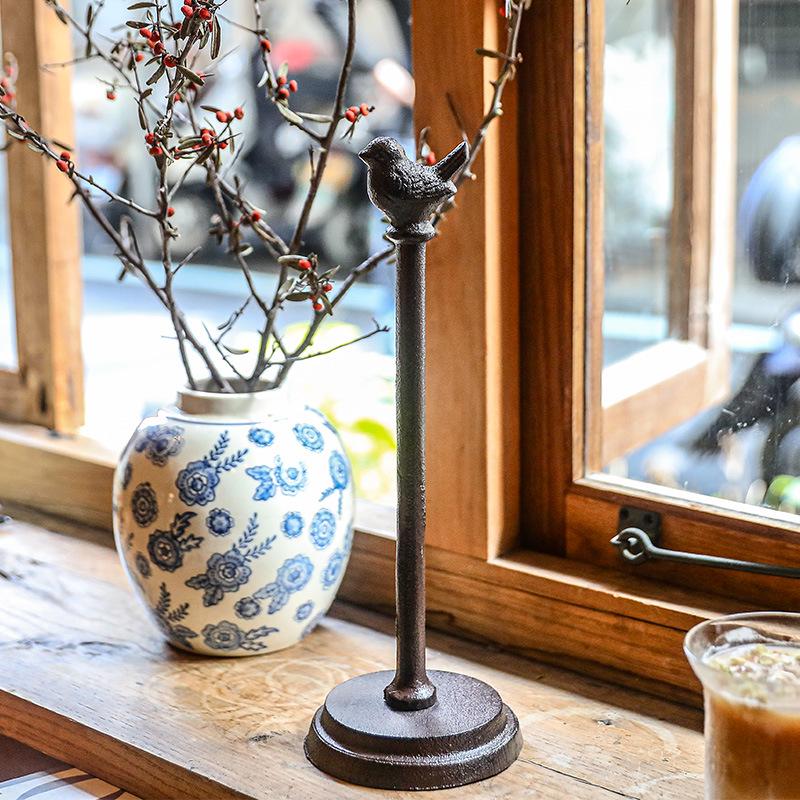 Retro Cast Iron Bird Tissue Holder for Home & Kitchen