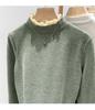 Women's German Velvet Lace Stand-Up Collar Long-Sleeve Shirt, Ideal for Spring, Autumn, and Winter.