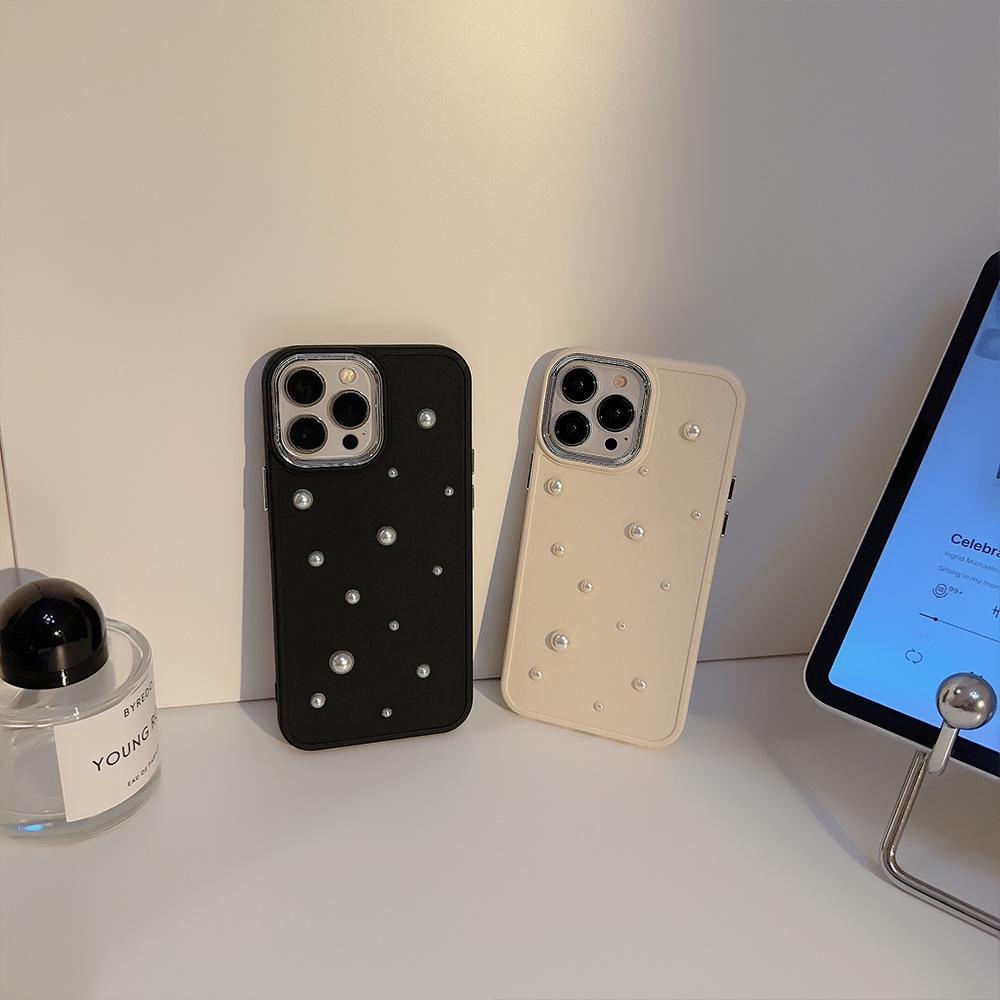 Three-dimensional Pearl 17 Apple Mobile Phone Case Iphone16 Simple 11 Electroplating 12 Light Luxury 15promax Suitable for X/13