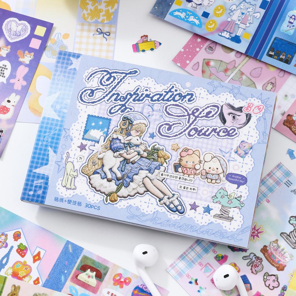 30sheets Vitality Small Item Series Kawaii Multi Material Die Cut Stickers Book Decor Journal Supplies Cute Stationery Stickers