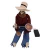 Halloween Cowboy Skull Statue Luminous Eyeball Simulation Halloween Cowboy Skeletons Ornaments for Desktop Decoration