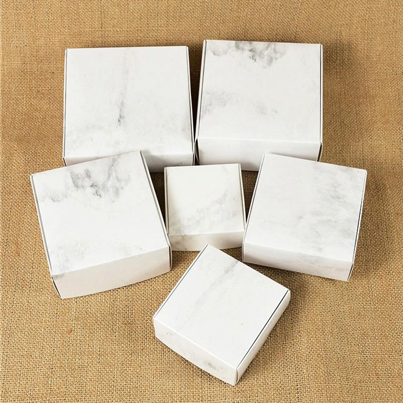 6pcs Kraft Paper Gift Box Marbling Style DIY Handmade Candy Chocolate Packaging Birthday Party Wedding Decoration Christmas Gift