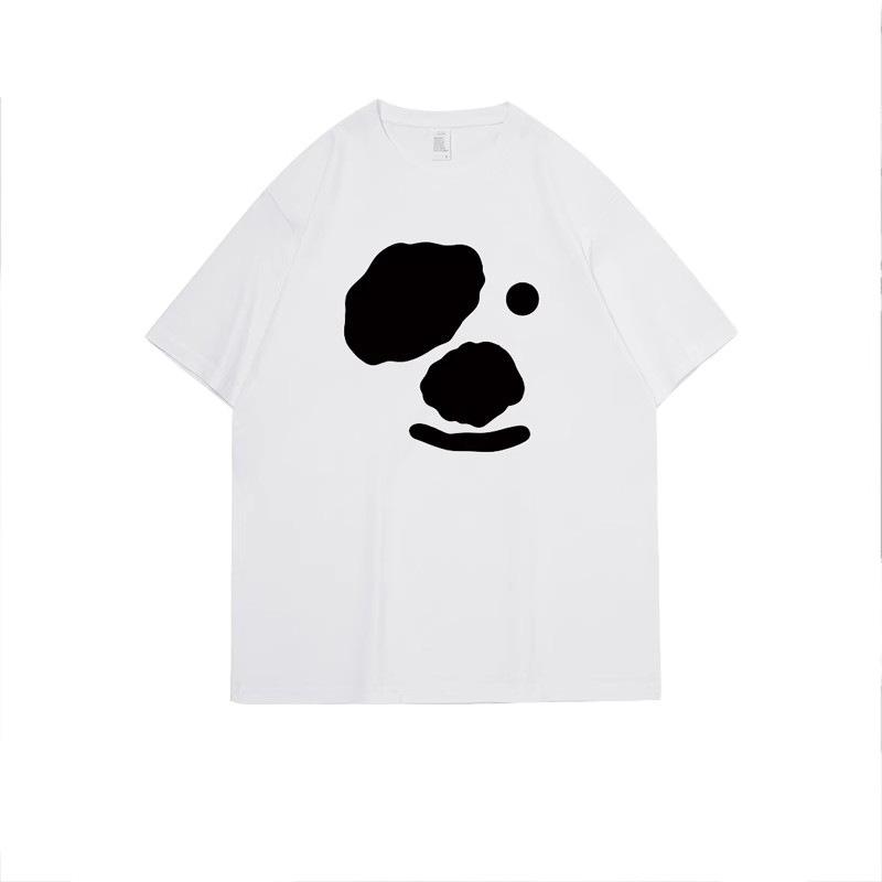 

American large size black and white puppy short-sleeved women s T-shirt summer new trendy brand pure cotton white round neck loose and thin top m (recommended 40-52.5kg ) белый