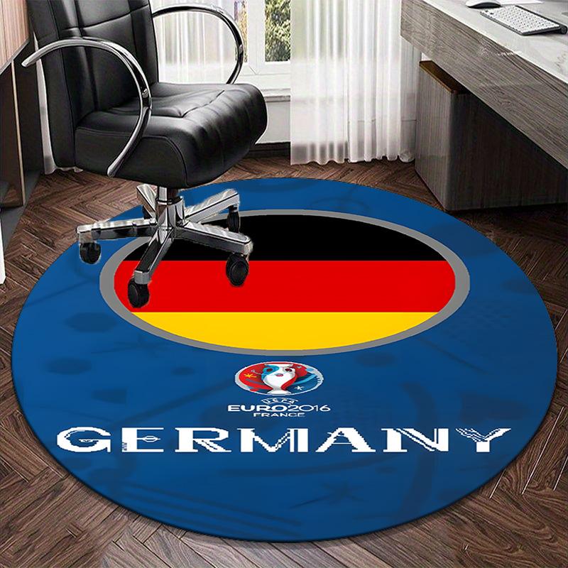 1PC round rug German Football Emblem Printed Round Area Rug ,Rug For Home Office, Round Chair Rug, Decorative Carpet Fan gifts Christmas gift