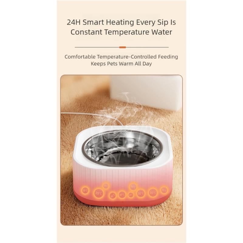Pet Water Bowl Heater Pet Feeding Dish Warmer with Temperature Control for Small Pet Dogs Cats Chickens Rabbits Birds