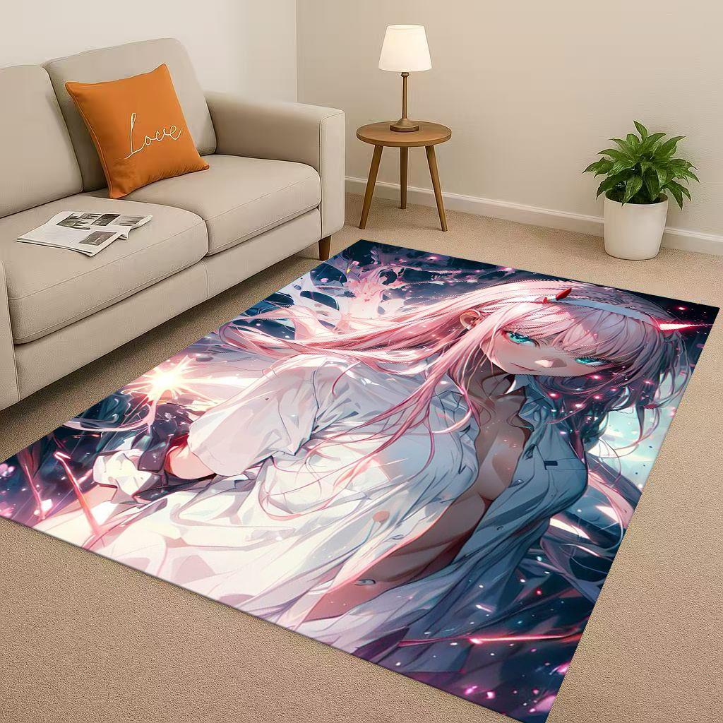 Sexy Girl Zero Two DARLING In The FRANXX Cartoon Living Room Non Slip Area Rug Carpet for Bedroom Sofa,Easy Clean Home Doormat