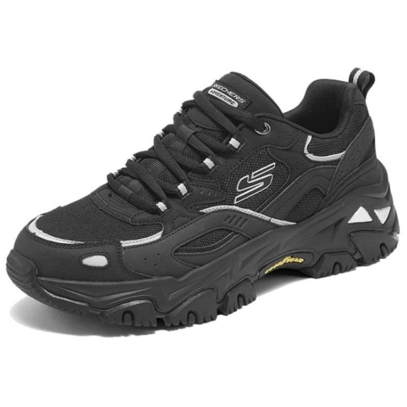 Skechers D'LITES Hiker Men Black Low Top Dad Shoes 237423-BKSL