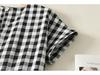 Women's Short Sleeve Plaid Shirt Dress - Fashionable, Loose-Fit, Slimming Cotton and Linen Design