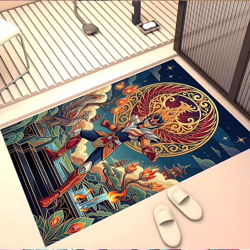 Saint Seiya Print Rug, Washable Floor Carpet, For Entryway Dorm Laundry Room Office Study, Home Decor Birthday Christmas Gift