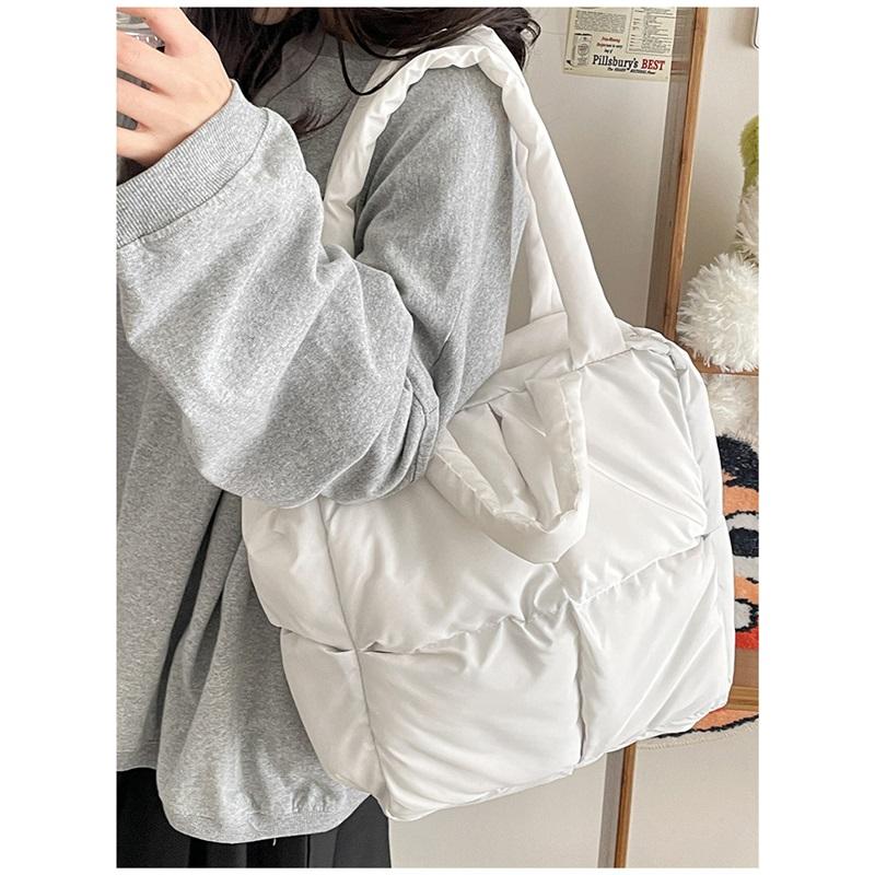 Autumn And Winter Bag Large Capacity Cotton Dress Bag Fashionable Versatile Shoulder Bag Down Bag Handheld Tote Bag